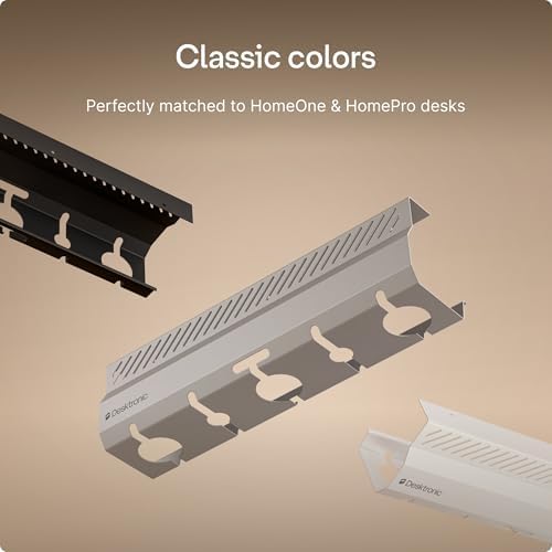 Desktronic Cable Duct Desk Gray Set of 2 - Stainless Steel Cable Management Desk Cable Duct with 5 Cable Cut-Outs - Easy to Install Cable Organiser - Cable Holder - Image 2