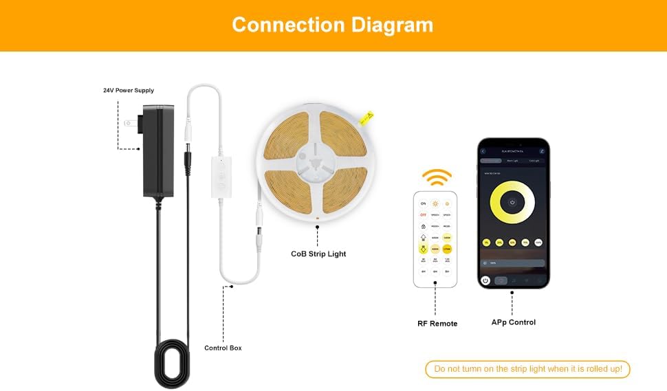 Pandery COB LED Strip Light,CCT Dimmable Strips Light,2700K-6500K,6.56ft/2m,8mm Wide,CRI90+ 24V LED Strips Kit with Bluetooth APP Control/Music Mode,for Bedroom,Kitchen,DIY Lighting - Image 2