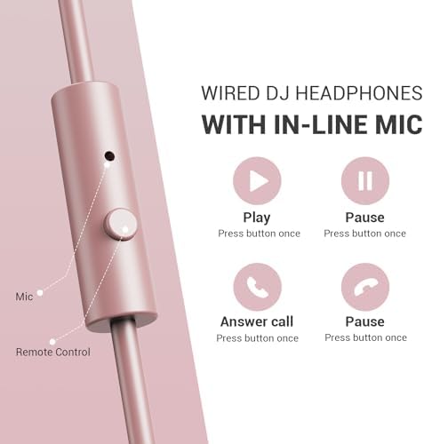 OneOdio Wired DJ Hi-Res Over-Ear Headphones for PC, Keyboard Guitar - Pink - Image 4