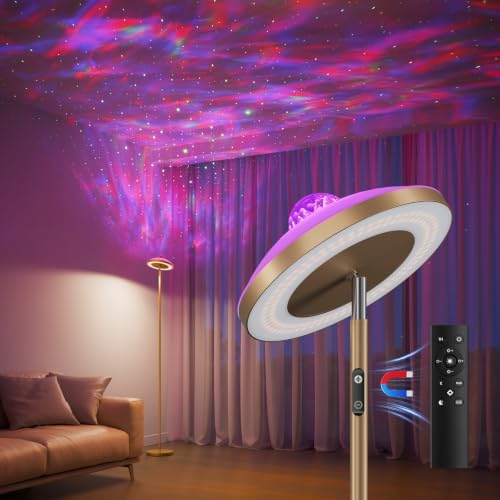 DUSKTEC 3-in-1 Floor Lamp, RGB Aurora & Galaxy Star Projector, 69", Gold by DUSKTEC