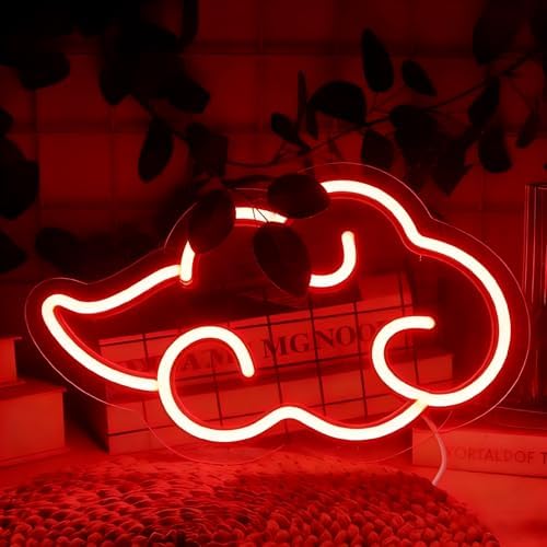 Red Cloud LED Neon Sign Wall Decor, Anime Style Decor USB Dimmable Night Light with Brightness Memory, Gaming Neon Sign, Led Sign for Bedroom, Game Room Decor, Man Cave Decor, Gift for Teens Boys 12"x7" by Unknown