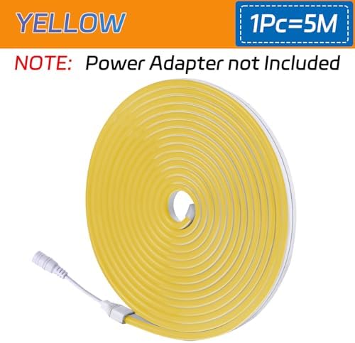 Yellow LED Neon Rope Light 16.4FT Flexible 12V Strip Lights - Image 6