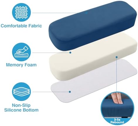 Smiry Memory Foam Office Chair Armrest Pads, Non-Slip Armrest Cushion | Ergonomic Arm Rest Pads with Adjustable Buckles and Straps, Elbow Relief for Desk, Gaming & Wheelchair, Ocean, Set of 2 - Image 3