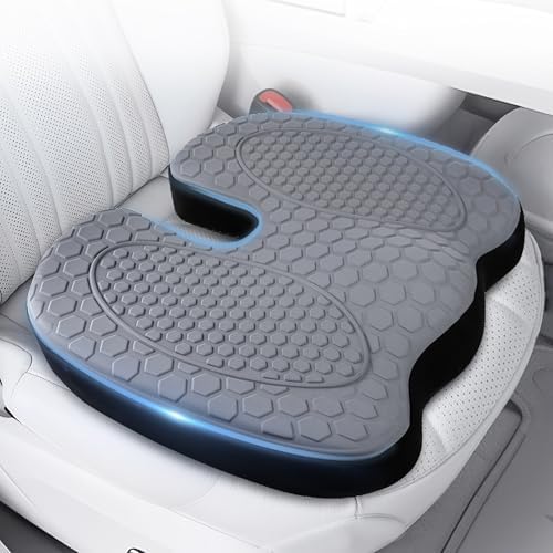 Seat Cushion - Cooling Gel Memory Foam for Office Chairs & Car | Sciatica, Hip & Coccyx Pain Relief - Long Sitting Desk Chair, Office Workers, Gaming, Drivers by CARHOME