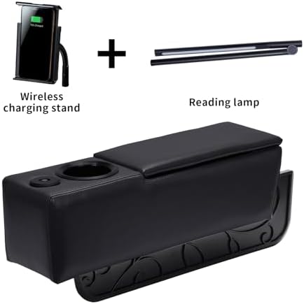 Sofa Armrest with Cup Holder, PU Leather Multifunctional Couch Arm Rest Insert, Removable Couch Caddy with Storage, Equipped with LED Reading Light & Wireless Charge Stand - Image 3