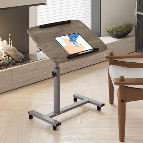 Furist Adjustable Overbed Bedside Table with Wheels Hospital Bed Table Portable Computer Stands Movable Desk Computer Table for Bed Laptop Stand for Couch - Image 3
