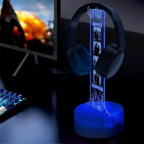 Personalized Headphone Led Night Light, Custom Photo RGB Light Headset Holder, Gift for Couple, Boyfriend Gifts, Headphone Display with Photos, Gamers Room Decor, Valentines Day Gifts - Image 4