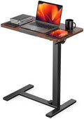 DUMOS Overbed Table with Wheels, Height-Adjustable Bedside Table, Brown by DumosLifestyle