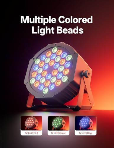 Stage Lights 36 LED Par Lights, U`King RGB Par Light Uplights Stage Lighting Indoor for Christmas Halloween Music Party Disco Wedding, Remote Control, DMX Control Sound Activated Party Light - Image 2