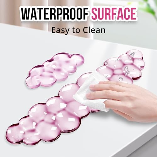 Cloud Wrist Rest Gel Set — Ergonomic Cloud Wrist Rest Keyboard and Mouse, Non-Slip Desk Accessories for Office and Home（Pink） - Image 4