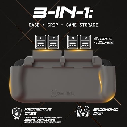 OmniGrip 3-in-1 Nintendo Switch 2 Grip Case & Reversible Switch Cover, Ergonomic Handheld Grip – 4-Game Card Storage, Secure Joy-Con Lock, Low-Profile Shell, Scratch & Dust Console Protection – Gray - Image 2