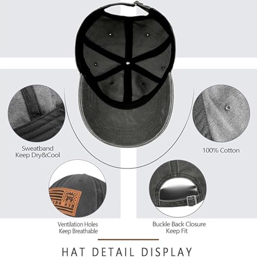 Hat for Men Women, Baseball Cap Gifts for Men Women, Adjustable Cotton Leather Patch Trucker Baseball Cap - Image 4