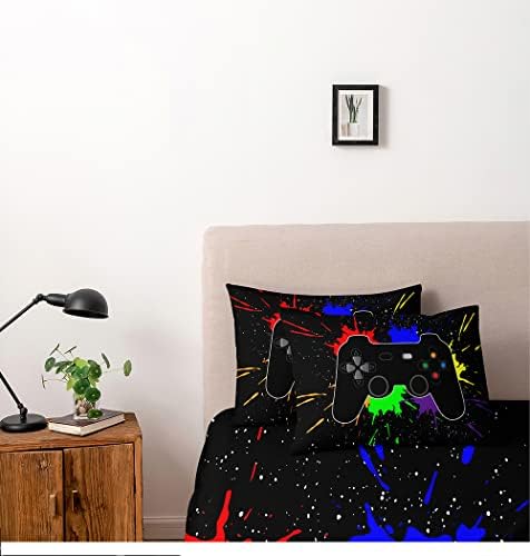 3D Gamepad Duvet Cover Set for Kids Boys Gaming Bed Set Cover with 2 Pillowcases Queen Size Bed Set 3pcs… - Image 4