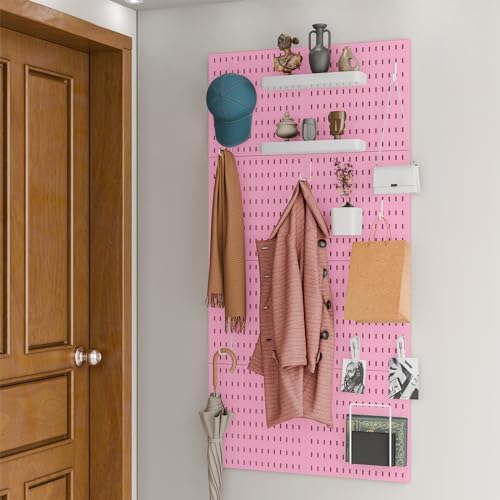Wall-Mounted Pegboard Kit, 50.4" x 25.2" Organizer Panel – Large, Cost-Effective & Nail-Free Installation Pink - Image 3