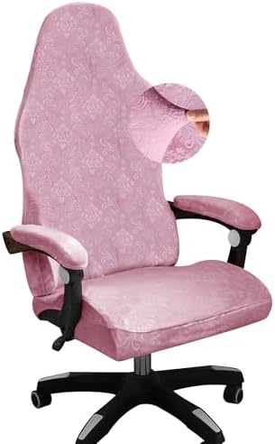FORCHEER Velvet Gaming Chair Cover Pink with Armrest Covers Stretch Racing Style Computer Game Chair Slipcover with Attached Arms Covers Cat Scratch Proof Washable by FORCHEER