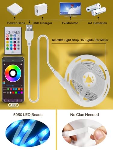 GANZQH 16.4FT USB RGB Led Lights for TV 32-80Inch with Remote & App Control - Image 3