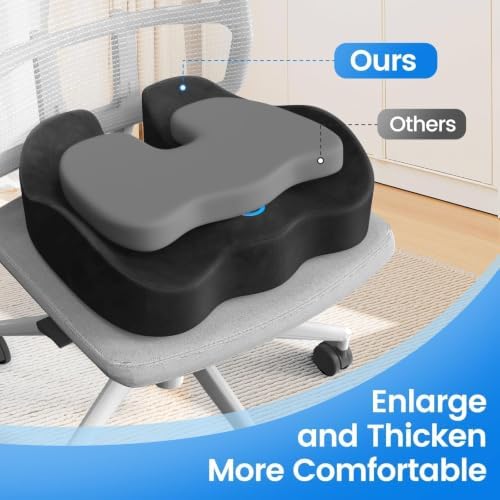 Seat Cushion, Non-Slip Memory Foam Chair Cushion for Taibone, Grey/Large | Chair Pillow with Handles for Car Office Chair, Tailbone/Sciatica Easing& Post-Surgery Recovery Chair Cushion - Image 6