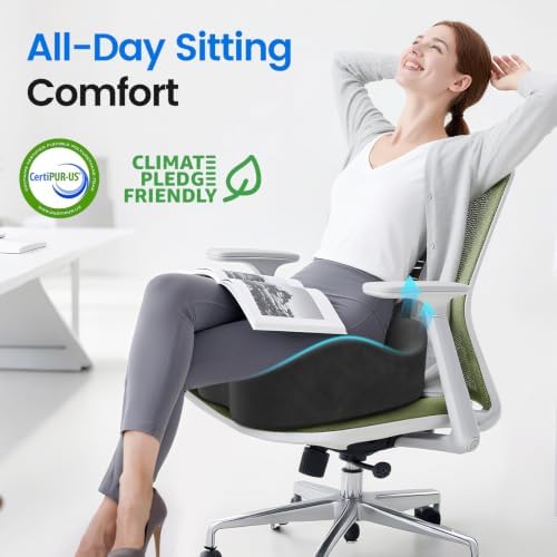Seat Cushion, Non-Slip Memory Foam Chair Cushion for Taibone, Grey/X-Large | Chair Pillow with Handles for Car Office Chair, Tailbone/Sciatica Easing& Post-Surgery Recovery Chair Cushion - Image 3