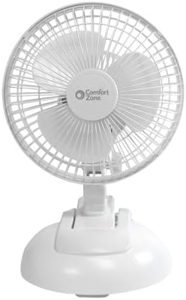 Comfort Zone CZ6XMWT 6” 2-Speed Combo Clip or Desk Fan with Removable Base, Strong Clamp for Firm Grip, Suitable for Bedroom, Office, or Dorm Room, White - Image 4