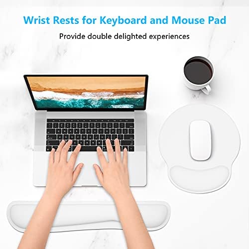 Dapesuom Keyboard Wrist Rest and Mouse Pad with Wrist Support, Memory Foam Cushion for Keyboard and Mouse Set, Ergonomic Desktop Pad Rests with Non Slip Base for Easy Typing & Pain Relief, Ivory White - Image 2
