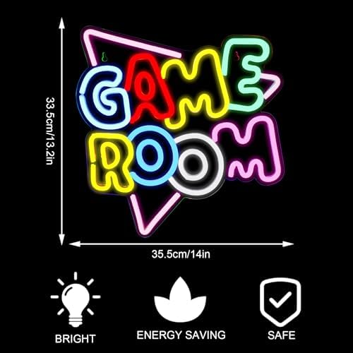 Game Room Large Neon Signs 13.2"x14" Colorful LED,USB Neon Lights for Game Zone Party Decor Bedroom Gaming Wall Lightup Signs Teen Boy Bedroom Home Gamer Party Decorations Gifts - Image 5