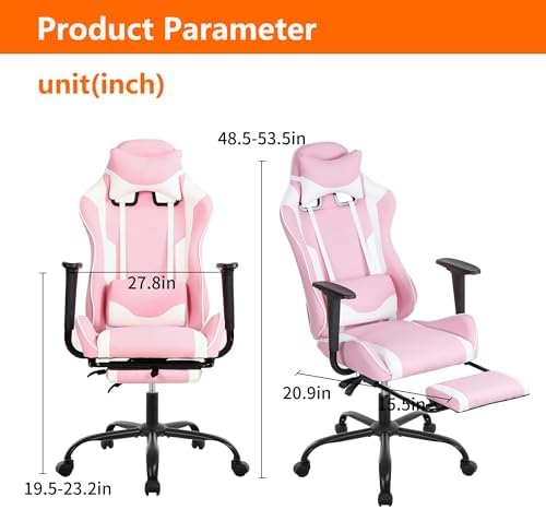 Gaming Chair, High Back PU Leather Gaming Chairs Computer Chair with Headrest & Lumbar Support, Height Adjustable Wide Seat Gaming Chairs for Adults, Game Chair with Footrest & Armrest - Image 2