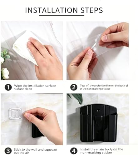 Wall Mount Remote Control Holder,Boat Storage Holder,Adhesive Storage Organizer,Black Plastic Caddy for TV,Air Conditioner,Media Player Remotes,Self-Adhesive Wall Caddy for Living Room,Bedroom,Office - Image 7