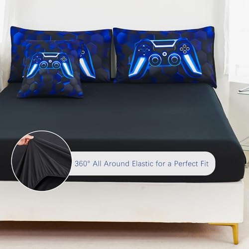 URBONUR Blue Gaming Comforter Set for Boys Full Size 6 Pieces - Image 4