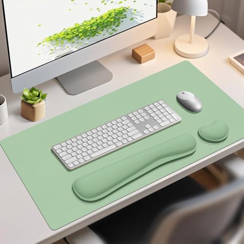 Mouse Pad and Keyboard Wrist Rest, Large Keyboard and Mouse Pad Set, Ergonomic Mousepad with Wrist Rest, Non-Slip Desk Mat Protector for Office, Home (31.5×15.7 Inches, Lake Green) - Image 6