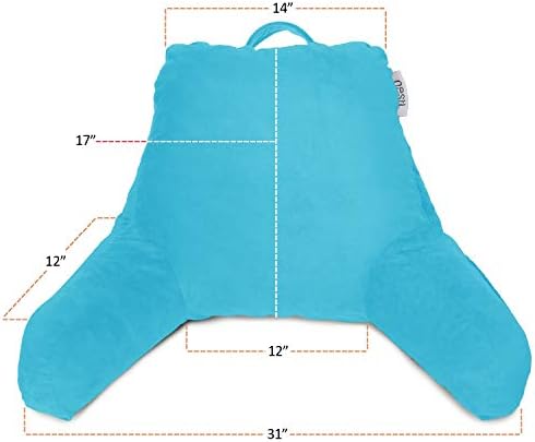 Nestl Reading Pillow with Shredded Memory Foam, Designed for Sitting Up in Bed and Couch, Back and Arms Adjustable Support for Adult & Teens Backrest Pillows for Reading, Washable Cover, Bright Blue - Image 6