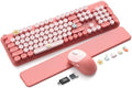 Wireless Keyboard and Mouse Combo, Typewriter Keyboard with Magnetic Wrist Rest, Full-Size Cute Round Keycaps, Sleep Mode, 2.4G Keyboards for Mac/Windows/PC, Office or Home, Trueque CK23Pro by Trueque