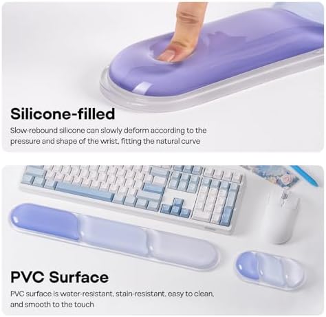EPOMAKER CloudGel Wrist Rest for Keyboard and Mouse, 2 Pieces | Silicone Wrist Support, Anti-Slip Rubber Bottom, Ergonomic Design, Suitable for Office/Computer/Laptop/Gaming (Blue) - Image 6