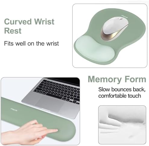MOSISO Wrist Rest Support for Mouse Pad&Keyboard Set, Green - Image 2