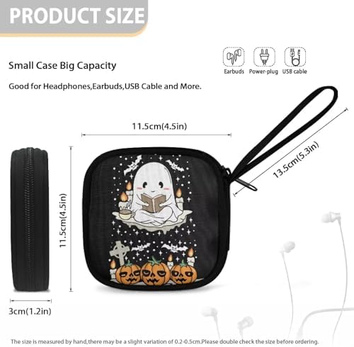 Halloween Ghost Pumpkin Portable Wireless Headphone Case, Earphone Storage Bag Carrying Case, Earbud Holder with Handle - Image 5
