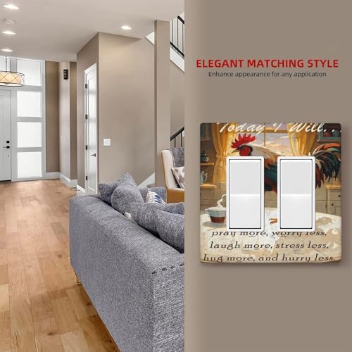 Decorative Outlet Covers Vintage Funny Chicken Rooster 2 Gang Light Switch Cover Plate Double Rocker Wall Plate Gfci Switch Plate Covers Plug Faceplate for Kitchen Decor - Image 7
