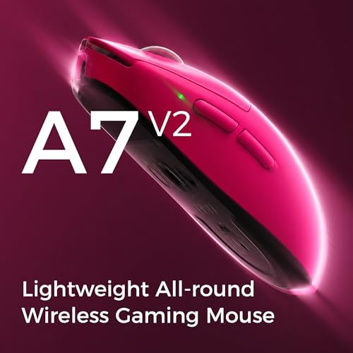 MCHOSE A7 V2 Ultra Wireless Gaming Mouse, 59g Ultra-Lightweight with PAW3950TI Custom Sensor to 42K DPI, Wired/Wireless Dual 8K Polling Rate, 130 Hour Battery Life & Tri-Mode Connectivity - Rose Red - Image 2