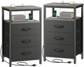 Huuger Nightstands Set of 2, Nightstand with Charging Station,Bedside Table by Huuger