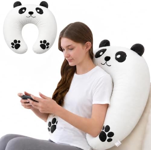 Lap Pillow, Cute Panda Crochet Pillow for Knitting, Crafting, Gaming, Reading and Phone Use on Bed, Sofa or Chair, U-Shaped Wrap Around Arm Support Cushion and Neck Pillow - Image 6