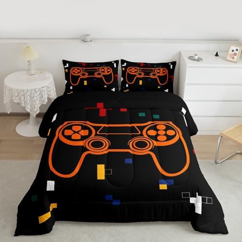 Feelyou Kids Gamer Bedding Set Full Size, Geometric Gaming Comforter Game Comforter Set Boys Girls Gamepad Teens Duvet Set Bedroom Decor with 2 Pillow Case by Feelyou