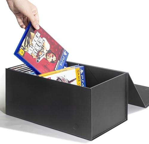 Video Game Storage Boxes, Blu-Ray Storage Boxes, Magnetic Video Game Box Protector Case, Store Up to 20 Cases – 1 Pack by TUTATA