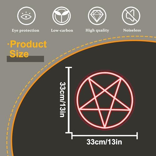 Allball Satanic Pentagram Neon Sign, Halloween Neon Light LED Gothic Pentagram Sign USB Powered Dimmable, for Halloween Party Game Room Home Bedroom Dorm College(13 * 13 In) - Image 6