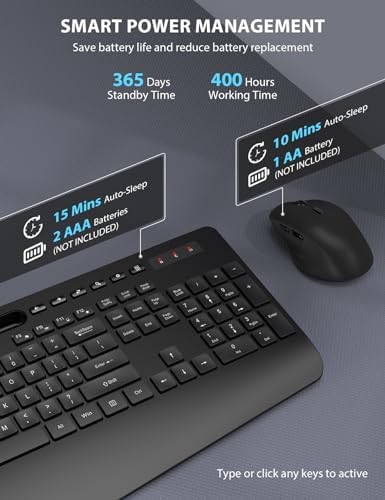 Wireless Keyboard and Mouse Combo - Full-Sized, Ergonomic Wrist Rest - Image 4
