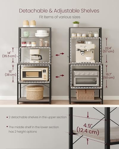 VASAGLE Coffee Bar, 23.6 Inches 6-Tier Baker's Rack with 6 Hooks - Image 6
