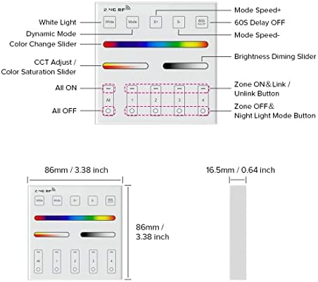 BTF-LIGHTING WR01RF Wireless 2.4G RF RGB RGBW RGBCCT Panel Remote - Image 6