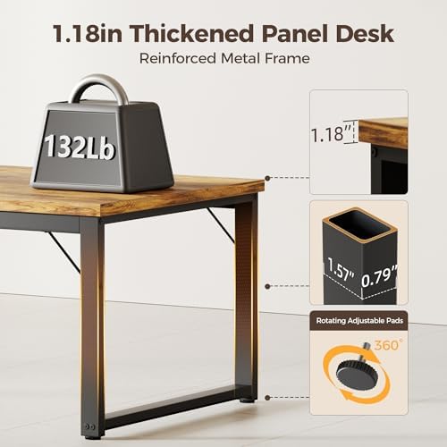 Mericonia 54 Inch Computer Desk, 1.2" Thick Heavy Duty Office Table - Image 4