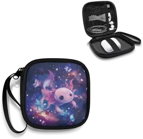 Starry Night Axolotl Lightweight Headphone Storage Bag, Portable Headset Carrying Pouch Headphone Case Bag Soft Travel Pouch for Ear Headphones/Neckband Earbuds - Image 2
