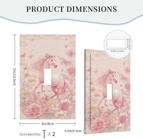 Decorative Light Switch Covers Fantastical Pink Horse and Flowers Single Toggle Light Switch Cover Plate 1 Gang Outlet Covers Wall Plate Electrical Device Switchplate Dimmer Faceplate Bedroom - Image 5