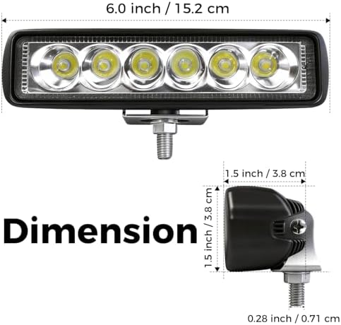 6 Inch Led Light Bar Spot Beam Aluminum 6000K White 18W Waterproof, 1 Pack - Image 4