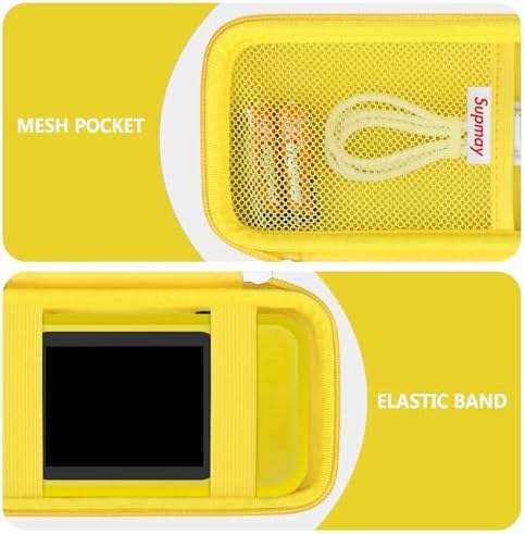 Supmay Hard Travel Case for My Arcade Pac Man Pocket Player Handheld Game Console, Portable Video Game System Handheld Game Protection Case with Mesh Pocket for Batteries and USB-C Cable, Yellow - Image 5