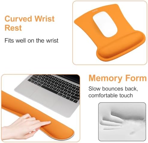 MOSISO Wrist Rest Support for Mouse Pad & Keyboard Set, Orange - Image 5